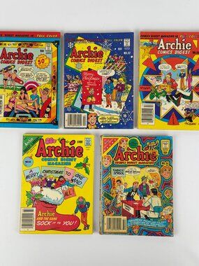 Archie Comics Digest Magazine #50 #52 #53 #54 #64 Vintage Comic Book Bundle